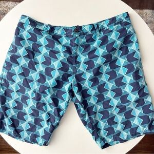Vilebrequin Men’s Pattern Swim Trunks Size XXL Blue Unlined